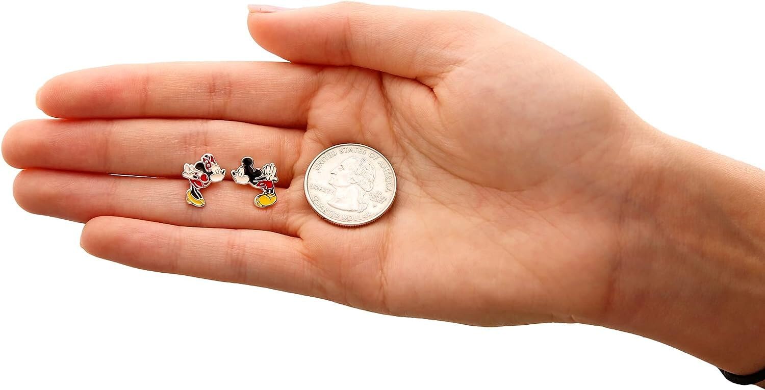 Mickey und Minnie Maus Küssen, Sterling Silber Ohrstecker mit Zirkonia, Geschenk für Mädchen und Damen