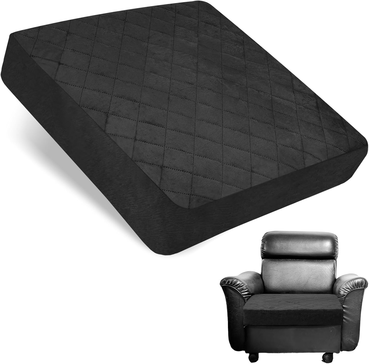 Chair Pads Seat Cushion for Recliners, Memory Foam Recliner Cushion, 20x20x4'' Thick Seat Cushion for Elderly, Chair Cushions for Dining Chairs Non-Slip Bottom Detachable Cover Black