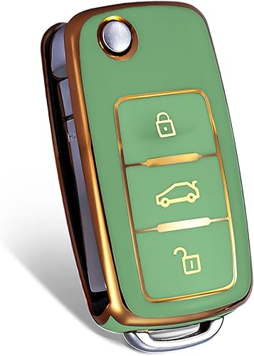 Miniatura 8 de WORCAS Cubierta de llave de TPU suave de 360 grados compatible con VW Jetta Golf Polo MK8 Passat Beetle cubierta de llave, Botón Tpu-3 (blanco)