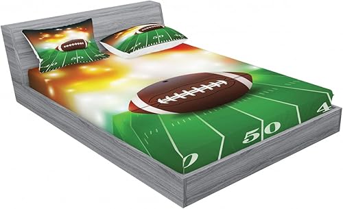 Miniatura 85 de Ambesonne Juego de sábanas bajeras y fundas de almohada occidentales, sombrero de vaquero con temática del salvaje oeste y cuerda de ganadería vieja