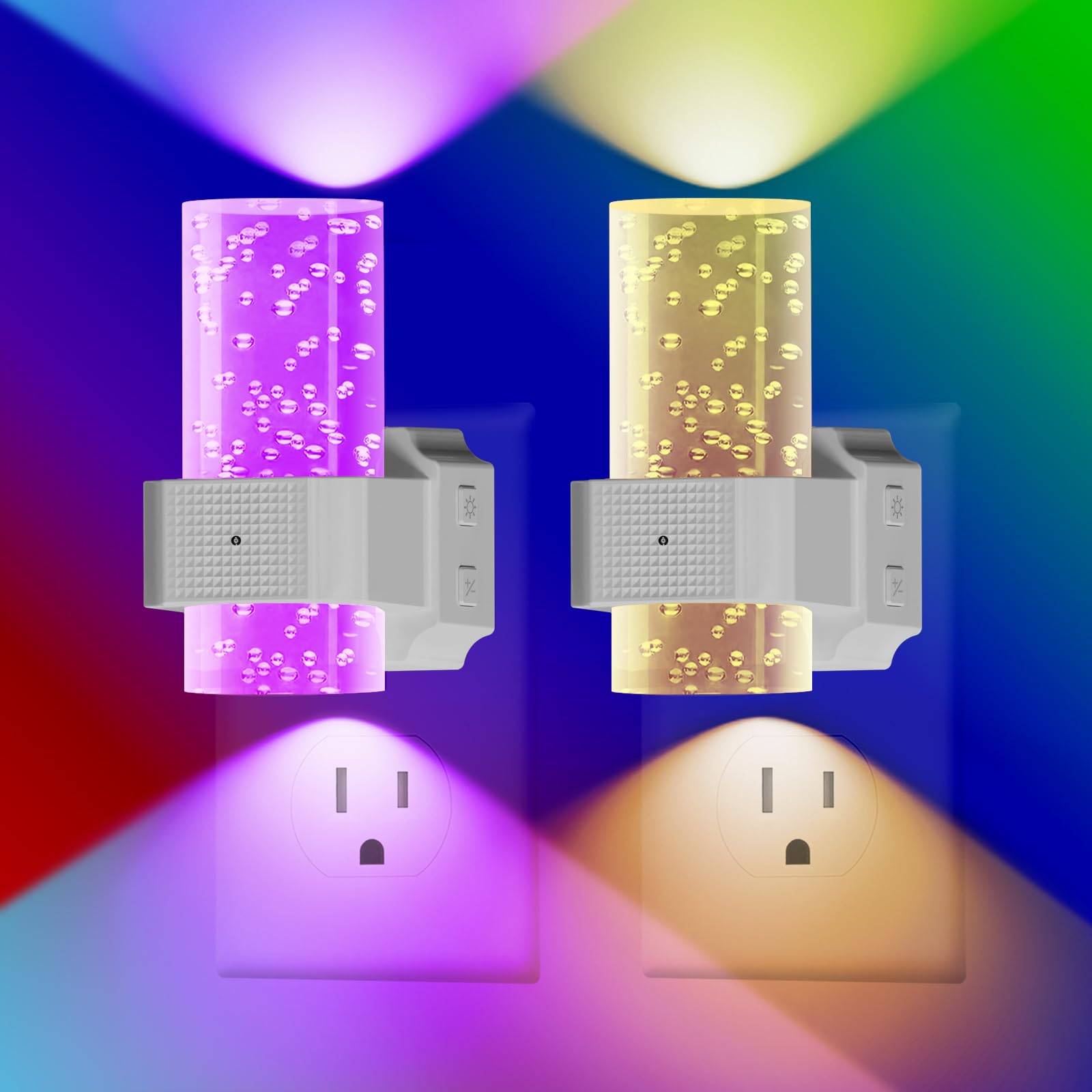 easuntec Luz nocturna enchufable con encendido/apagado automático, luces nocturnas enchufables en la pared, sensor de atardecer a amanecer, luz nocturna que cambia de color, regulable, para dormitorio