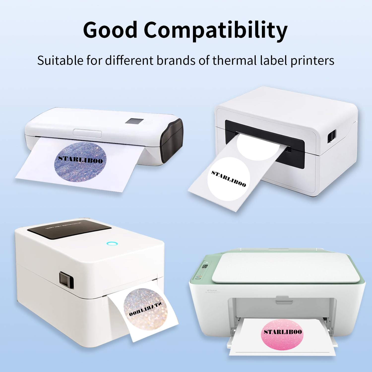 STARLIBOO Thermo-Etiketten, rund, 5,1 cm, Thermodirekt-Aufkleber, Verwendung für Barcode, Versand, individuell, 1800 Etiketten für Drucker, kompatibel mit Rollo, Zebra und Munbyn (3 Rollen)