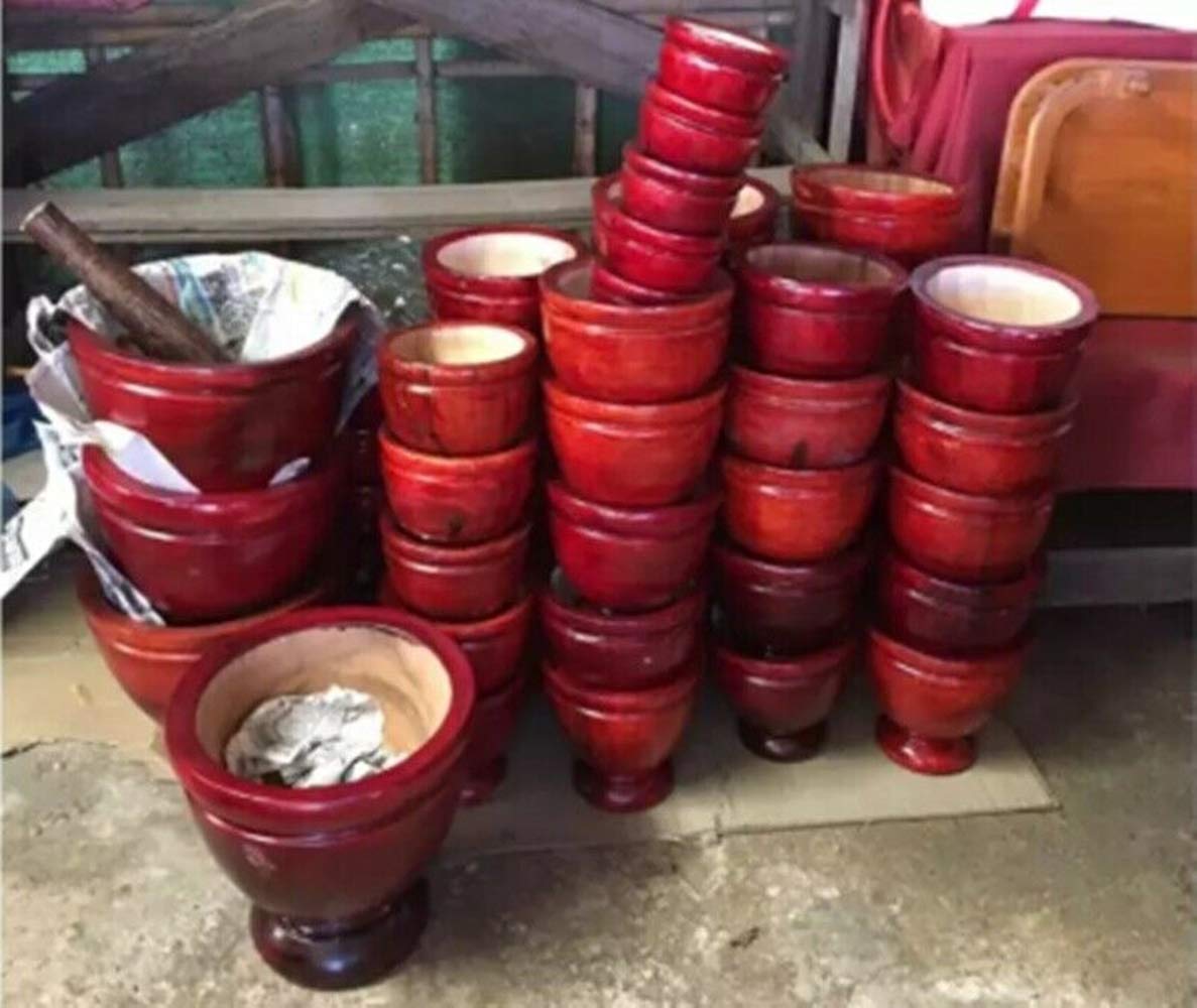 Wooden Mortar 8 Inches Pestle Grinding Herb Garlic Papaya Salad Som Tum Thai kitchen Tool 1 Set