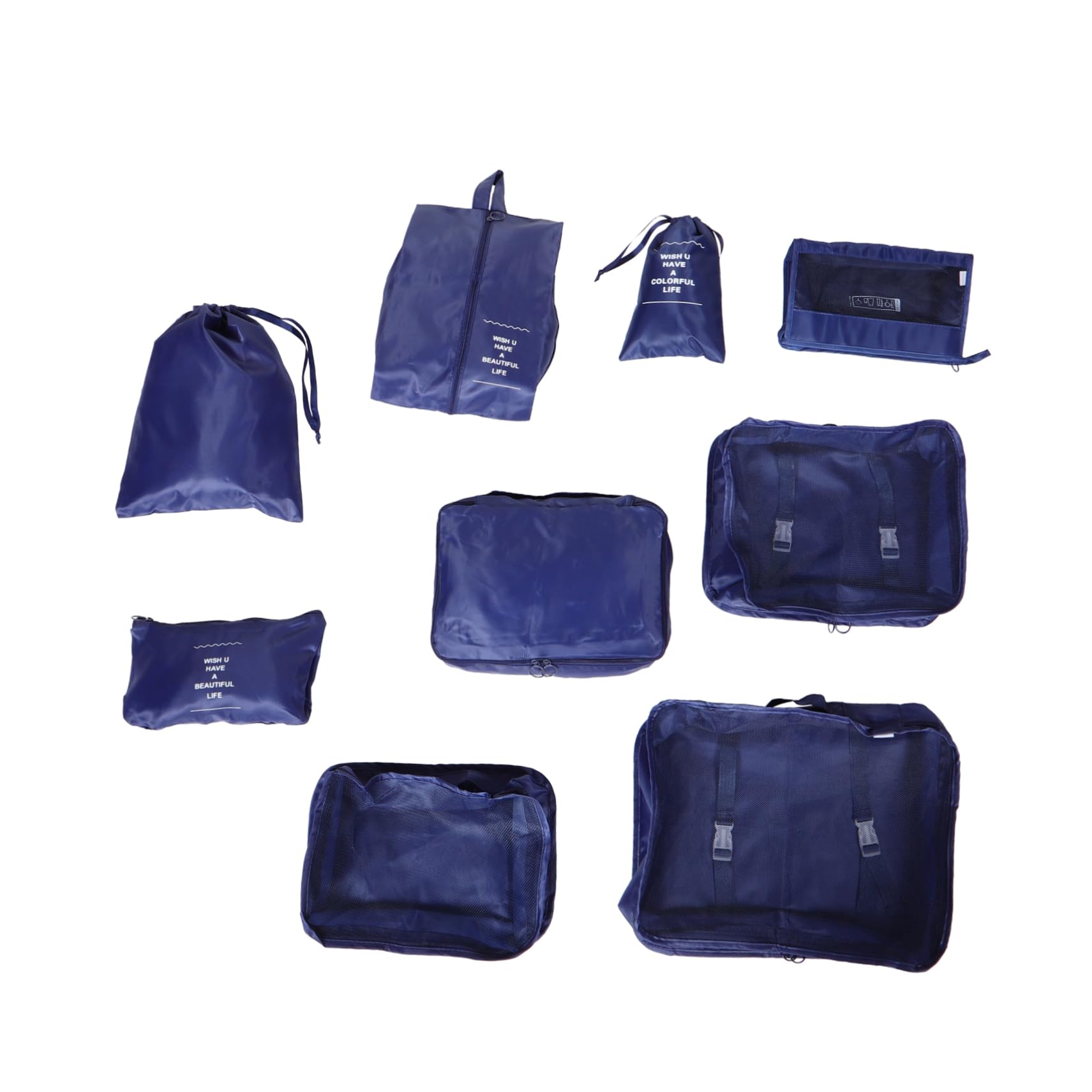 OUNONA Set 9 Pezzi Organizer da Viaggio Borsa Portabiancheria e Sacchetti per Vestiti Resistente Salvaspazio Leggero per Valigie e Bagagli, per Viaggi e Trasporto Ordinato