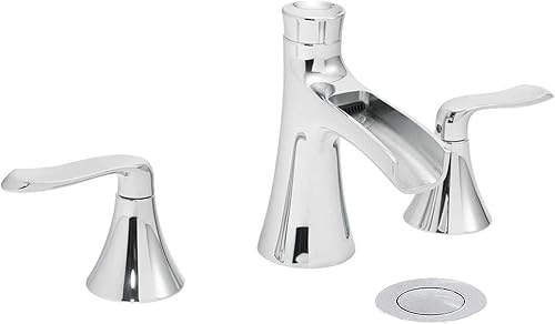 Wovier Grifo de lavabo de baño de cascada cromado, grifo de lavabo de latón de dos manijas y tres agujeros, grifo mezclador de lavabo de 8 a 16