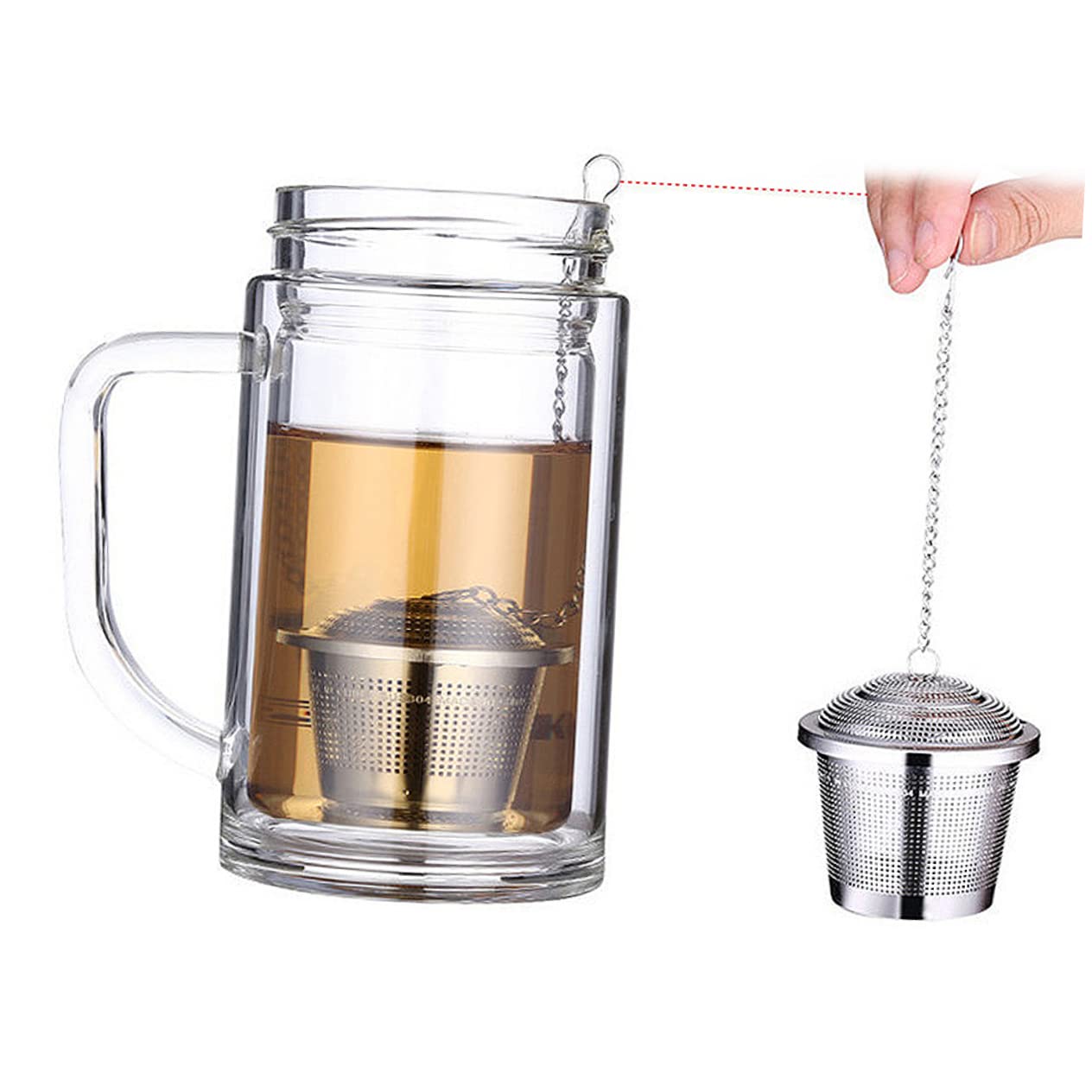 IMIKEYA Tea Strainer Ball Filter Stainless Steel Spice Ball Infuser Long Chain for Easy Use