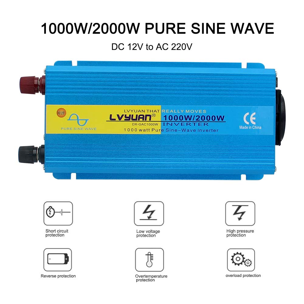 Inversor Inversor de Onda sinusoidal Pura 2000W, CC 12V/24V a CA 220V 230V, convertidor Transferencia Voltaje, Adaptador Carga, Accesorios for automóviles(24V 50Hz)