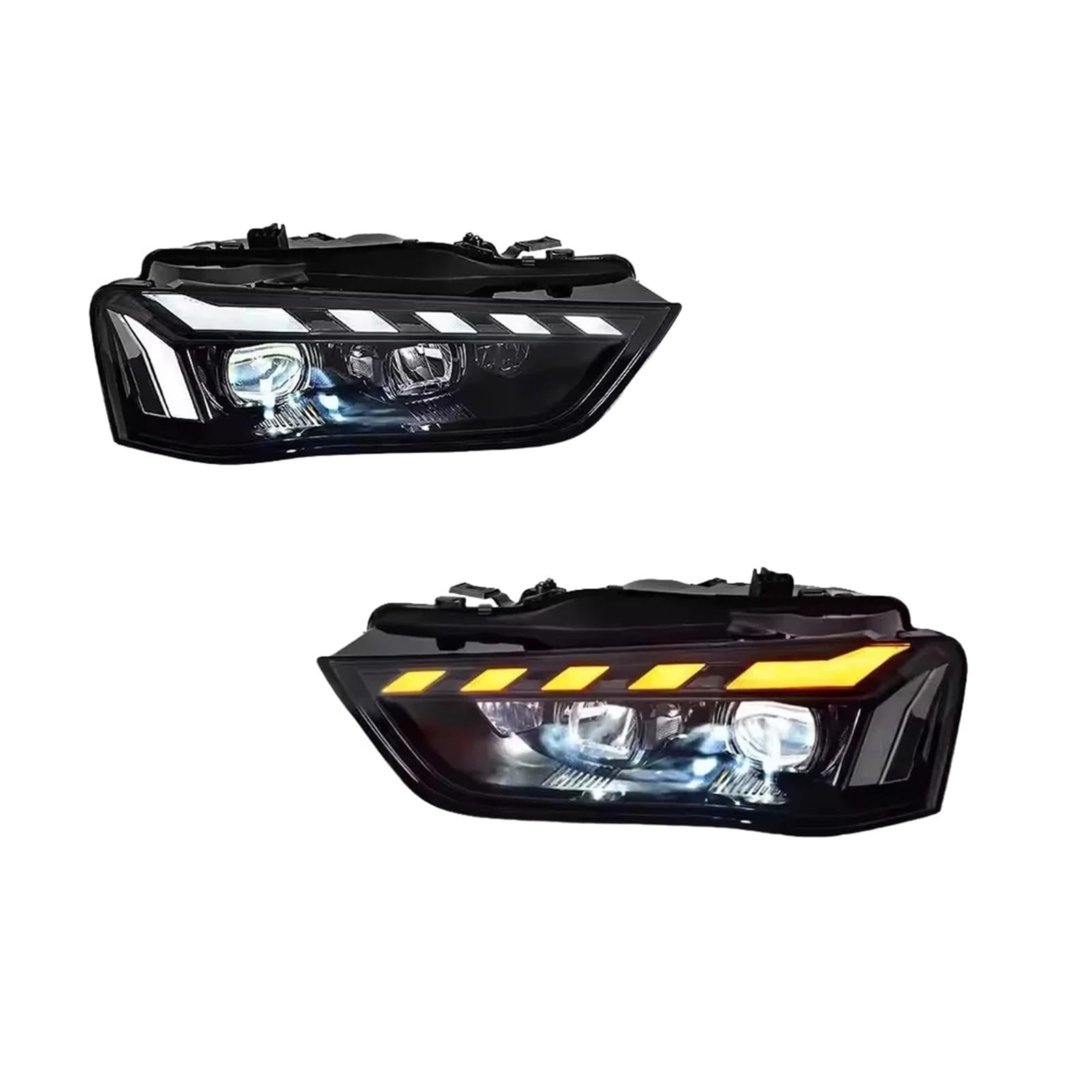 Fari Anteriori per Audi A4 B8 B8.5 con luci diurne a LED (DRL) 2013-2016, modificati, con Lente proiettore S4, Plug And Play (-/ Originali).
