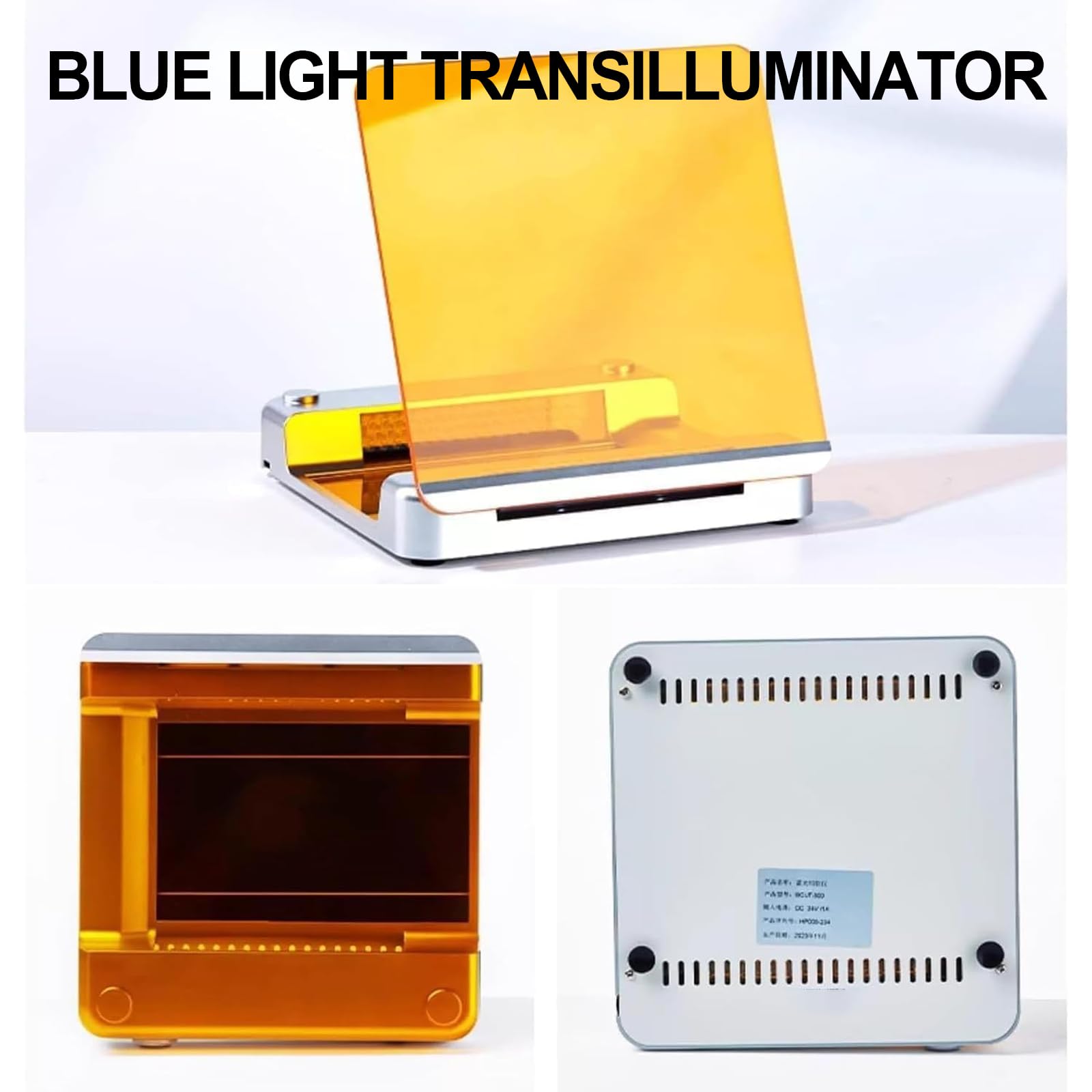 Blue Light - Cortador de gel de luz azul, transiluminador LED, 470 nm, intensidad ajustable, filtro ámbar para visualización y corte de electroforesis en gel de ADN