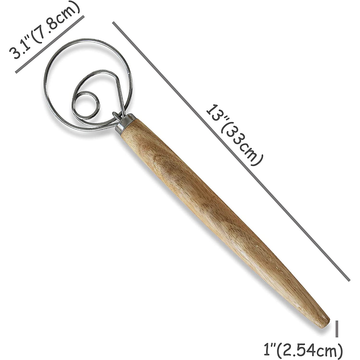 Frusta Per Impasto Danese In Acciaio Inox - 6.5 Pollici, Professionale, Per Pane E Pizza - Foto 9