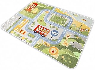Kid Rug Carpet Playmat for Toy Cars and Train，Play Area Rug with Rubber Backing，Fun Throw Rug，Ideal Gift for Children Baby Bedroom Play Room(80×120cm/32×47in) Y4