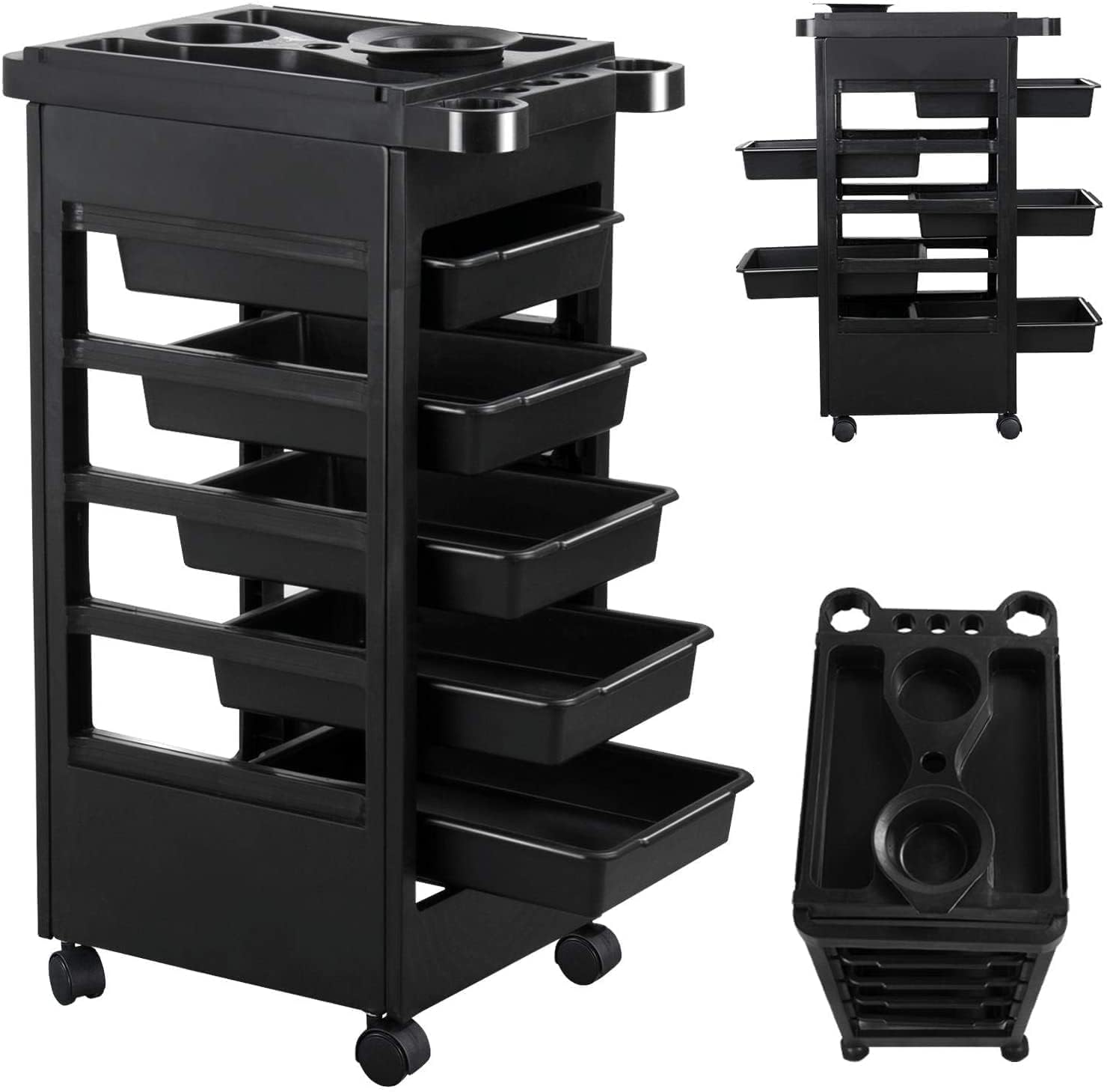 1Pcs 5Layer Salon SPA Beauty Hairdressing Rolling Trolley Cart with Drawers Hair Dryer Service Tray Trolley Cart with Wheels,5 Drawers, Rolling Cart for Extra Storage, for Hair Stylist 4