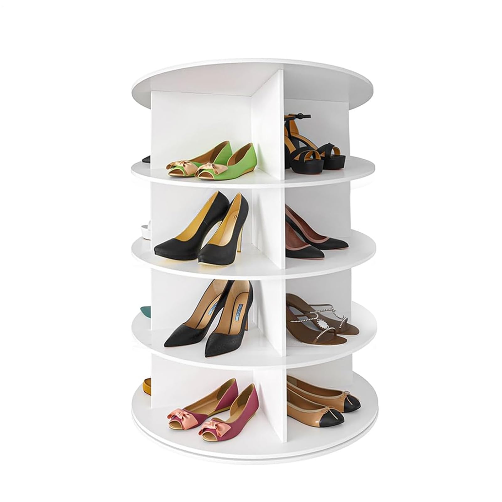 Genérico Zapatero giratorio de 4 niveles, torre giratoria para exhibición de zapatos, carrusel red.ondo giratorio de 360 grados, organizador de zapatos giratorios vertical para bolso, dormitorio