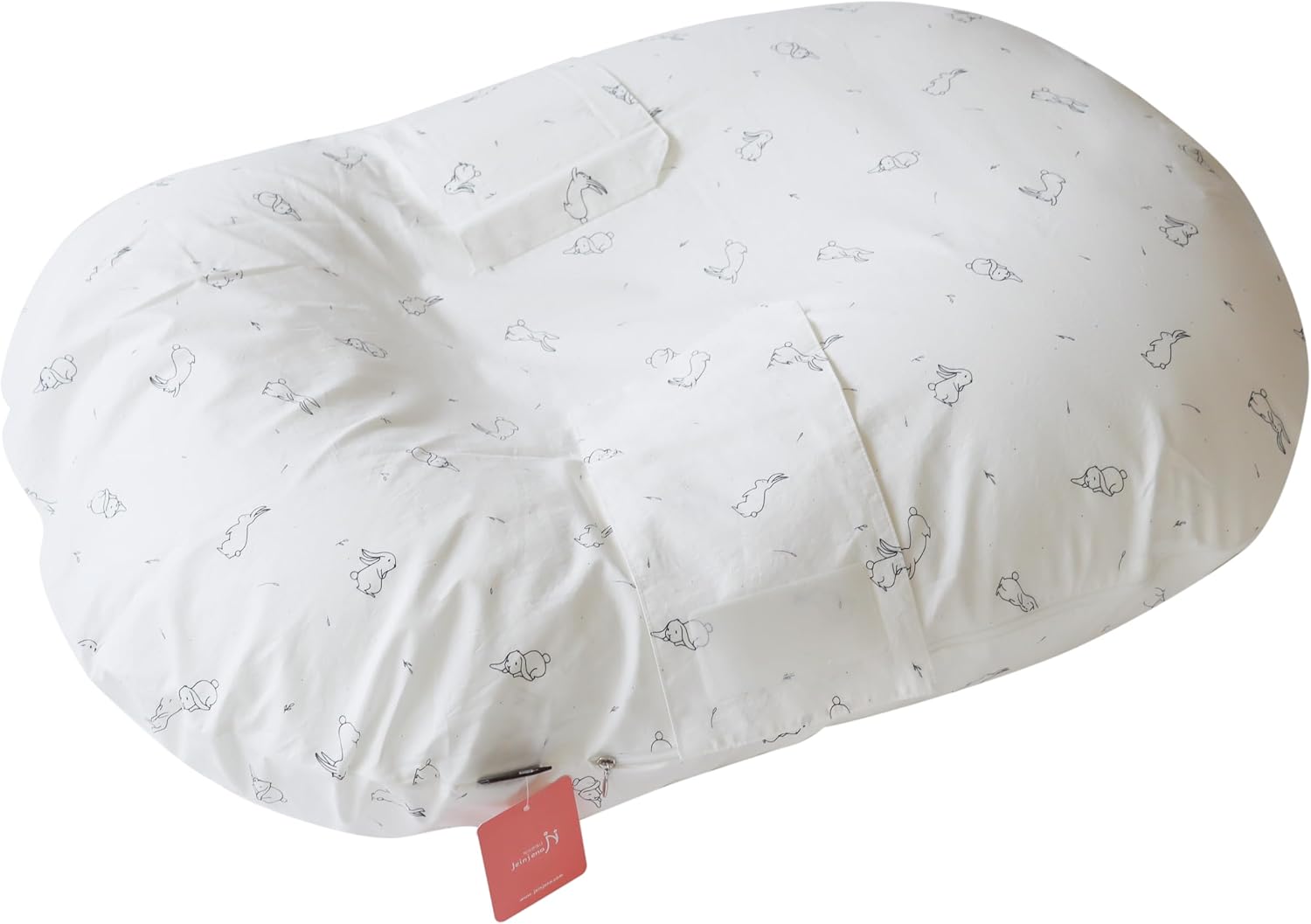 Jayenna Jeinjena Spom-Proof Cushion Set [Original Size] 100% Cotton Print 27.6 x 35.4 inches (70 x 90 cm) (Cover Standard) (Rabbit_White)