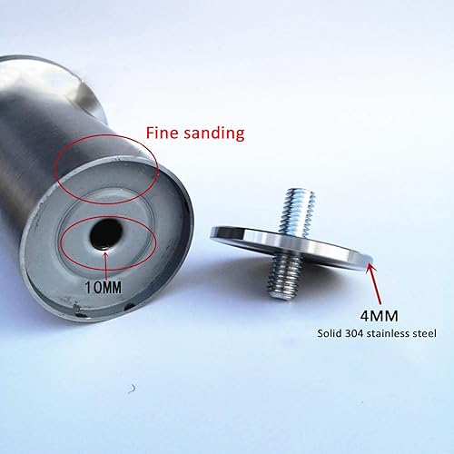 Miniatura 4 de Moderno M10 - Patas de sofá de acero inoxidable cepillado con rosca para muebles, patas de armario ajustables, patas de cama antideslizantes, patas