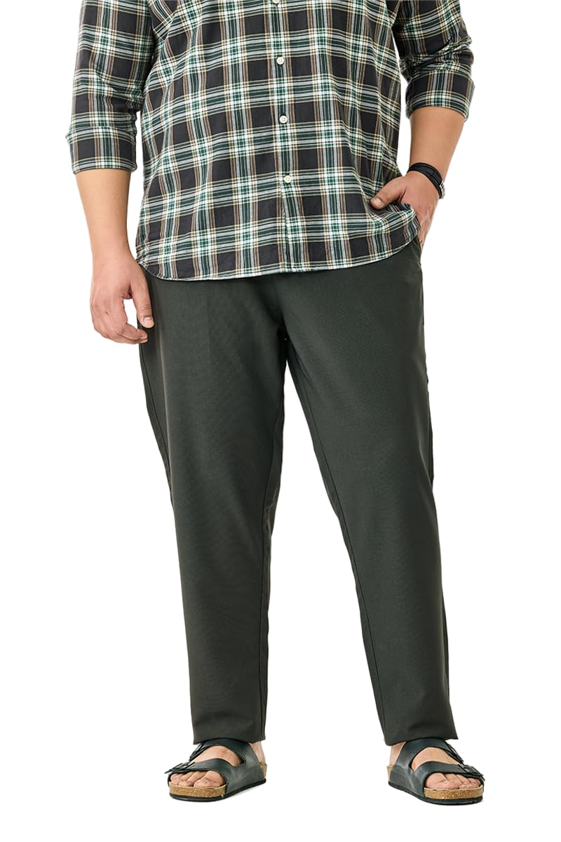 SNITCH Men Casual Plus Size Chinos| Regular Fit Mid Rise Straight Leg Plain Design | Breathable Cotton Blend Fabric for Everyday Wear, Office & Summer Outings in neutral