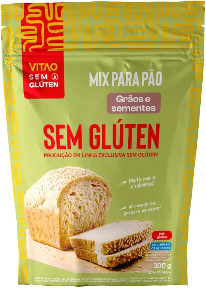 Pão Sem Glúten com Sementes Vitao Mix, sabor e textura garantidos