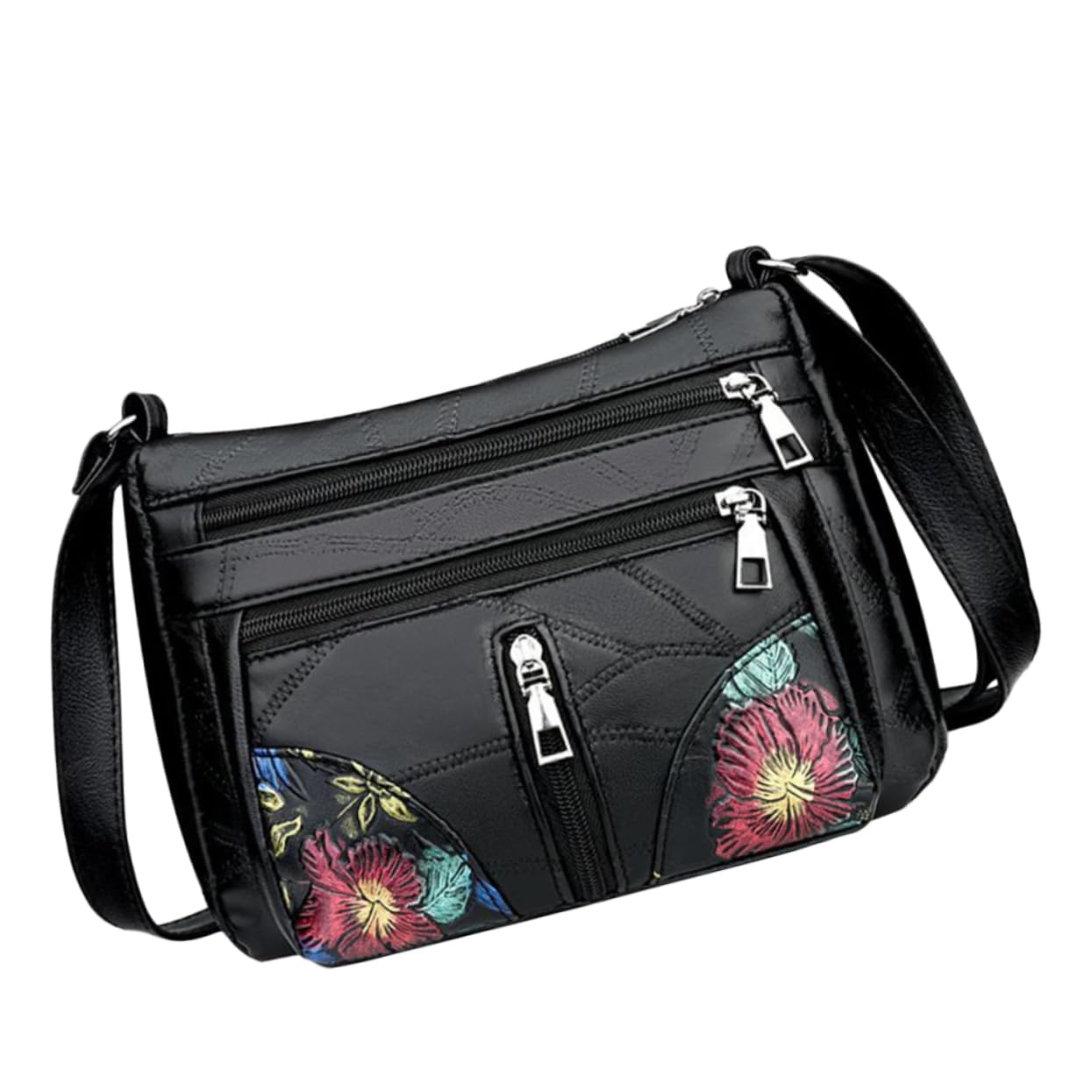 CALLARON Skórzana Torba Na Zewnątrz Damska Torba Na Ramię Modna Torba Typu Crossbody Dla Dziewcząt Kieszenie Na Zamek Błyskawiczny Mini Torby Dla Dziewcząt Czarna