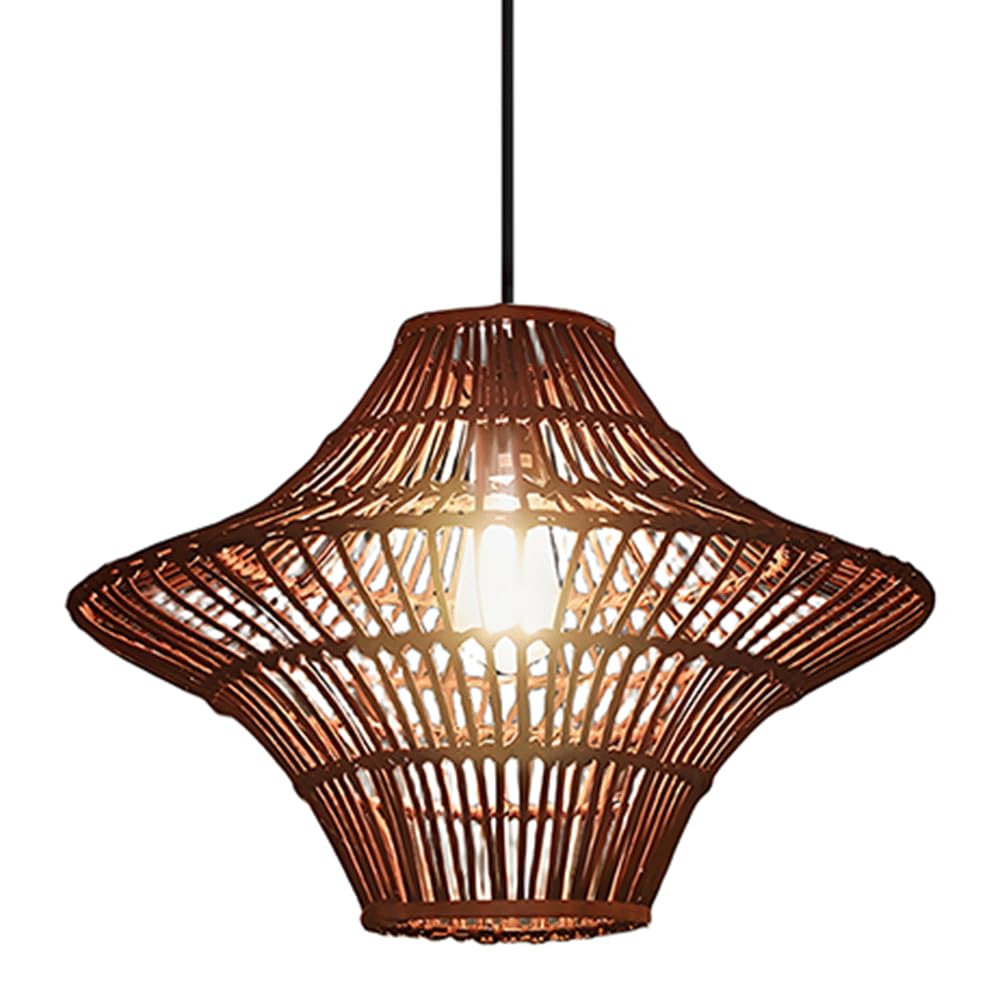 AYQJMD Brown Rattan Pendant Light Fixture Vintage Farmhouse Hanging Pendant Lighting,Adjustable Height, 19.7 Inch Dining Room Chandelier for Suitable for Living Room, Bedroom, Kitchen Lamp