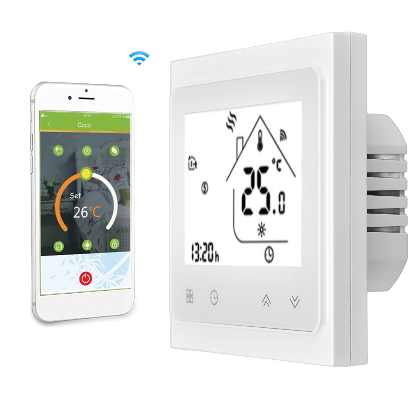 Termostato con Telecomando Regolatore di Temperatura Vocale Smart WIFI per Installazione Smart Home 95-240 VAC 1 unità