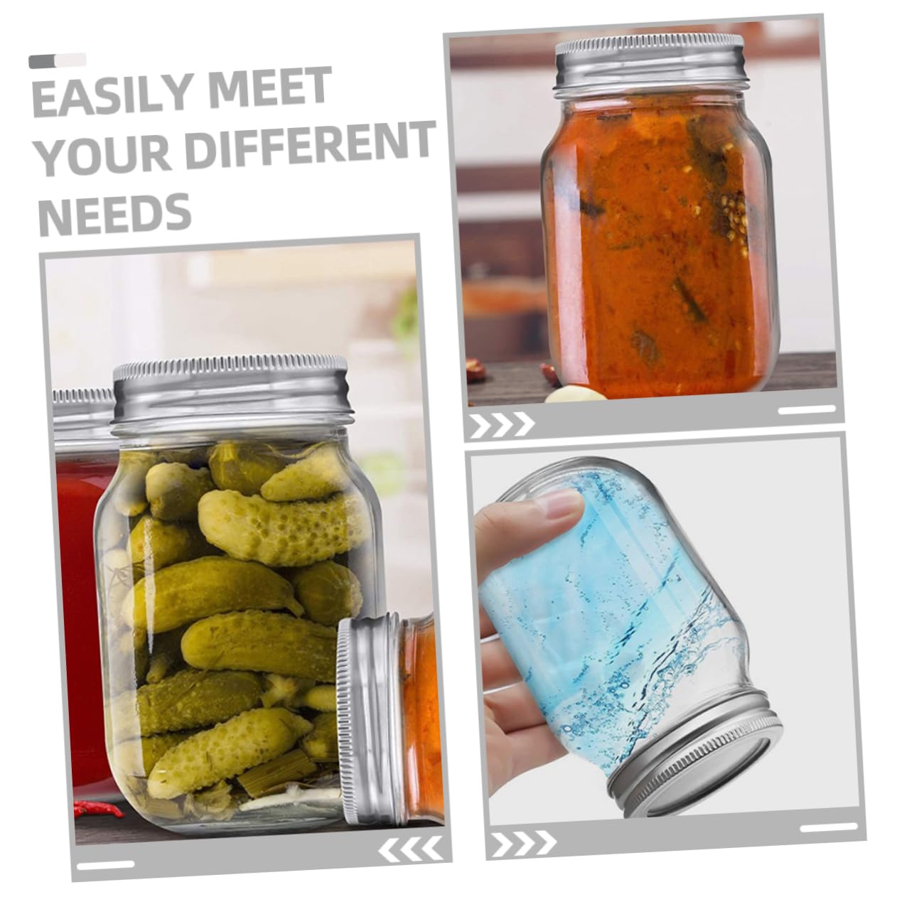 MAGICLULU Contenitori Ermetici per Alimenti in Vetro 6 Pezzi da 500ml con Coperchio Riutilizzabili e Versatili per Casa e Ristorante Barattoli Bocca Larga