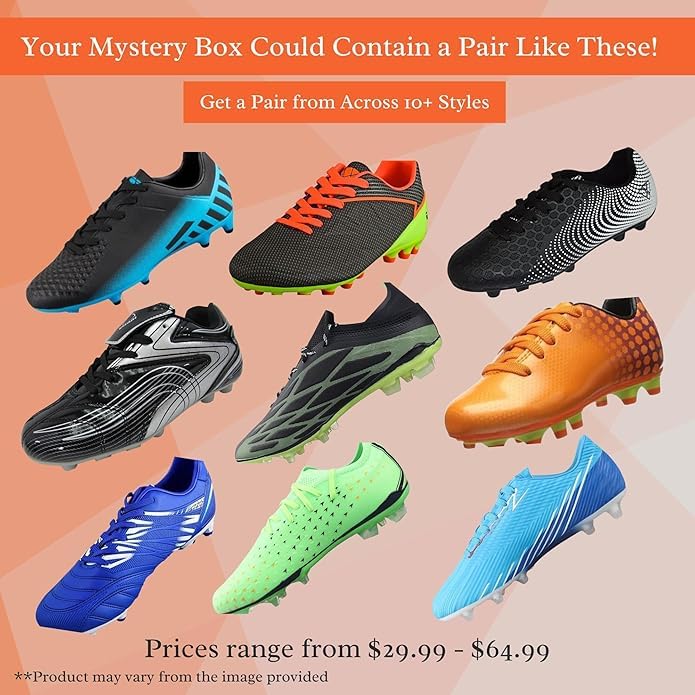Vizari Mystery Box for Adults – Includes Soccer Shoes, Ball, Athletic Socks & Backpack | Premium Gear Bundle for Adults | Styles Will Vary in The Surpise Box | Unveil The Surprise!2