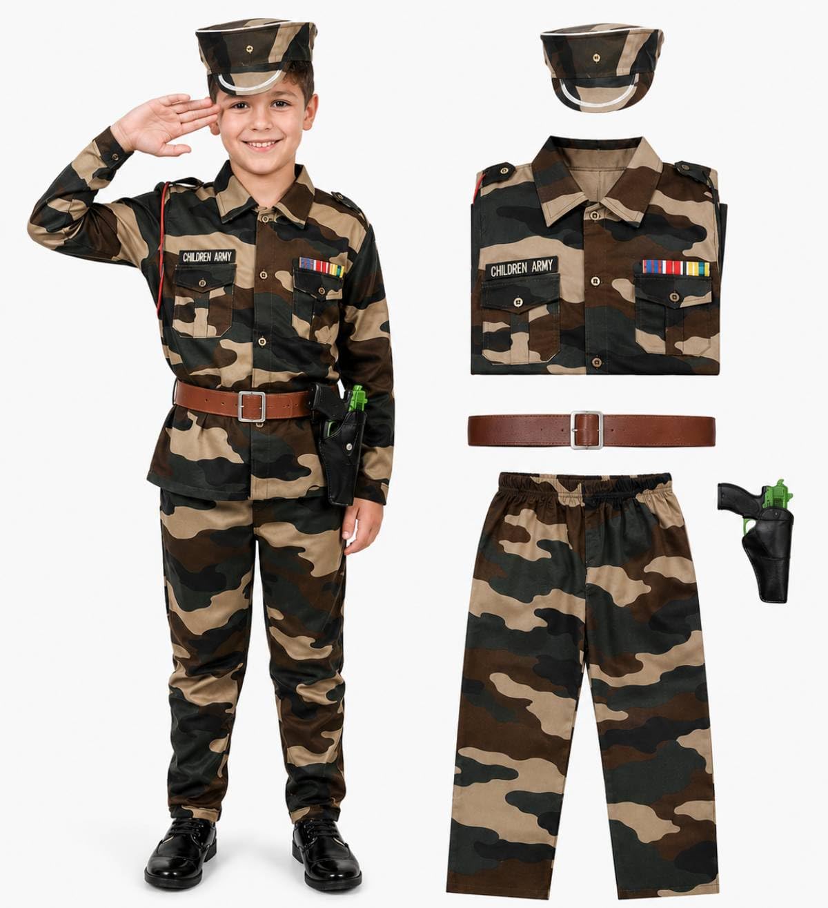 YUPPIN Army soldier BSF costume for kids for fancy dress competitions school role play miliatry dress-image-39