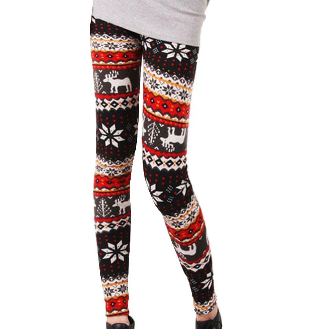 ECOSCO Women Fleece Winter Multi-Style Nordic SnowFlake Reindeer Tights Leggings (Tradition Snowflake&Reindeer)