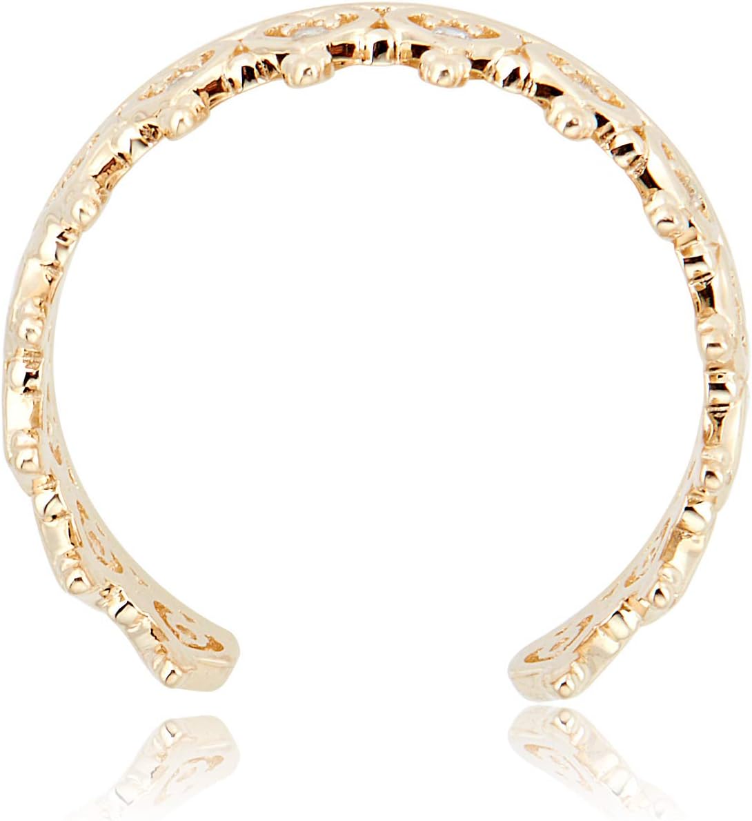 AVORA 10K Yellow Gold Adjustable Crown Toe Ring with Simulated Diamond CZ