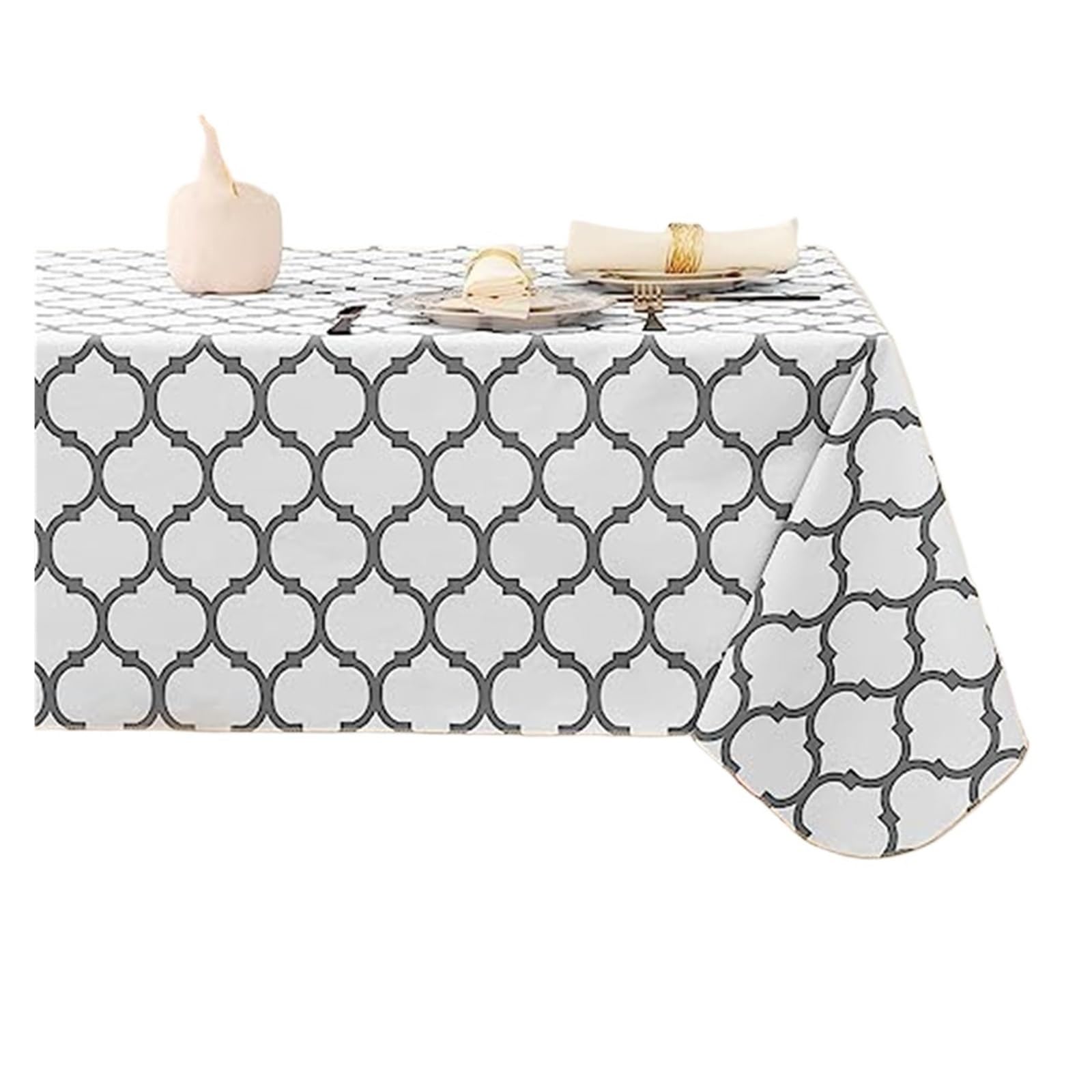 LUYSGBXR Waterproof Tablecloth House Table Cover Rectangular Tablecloths Waterproof Mat For Coffee Tables Decor Dining Cloth(White,(152x213cm) Rectangle)