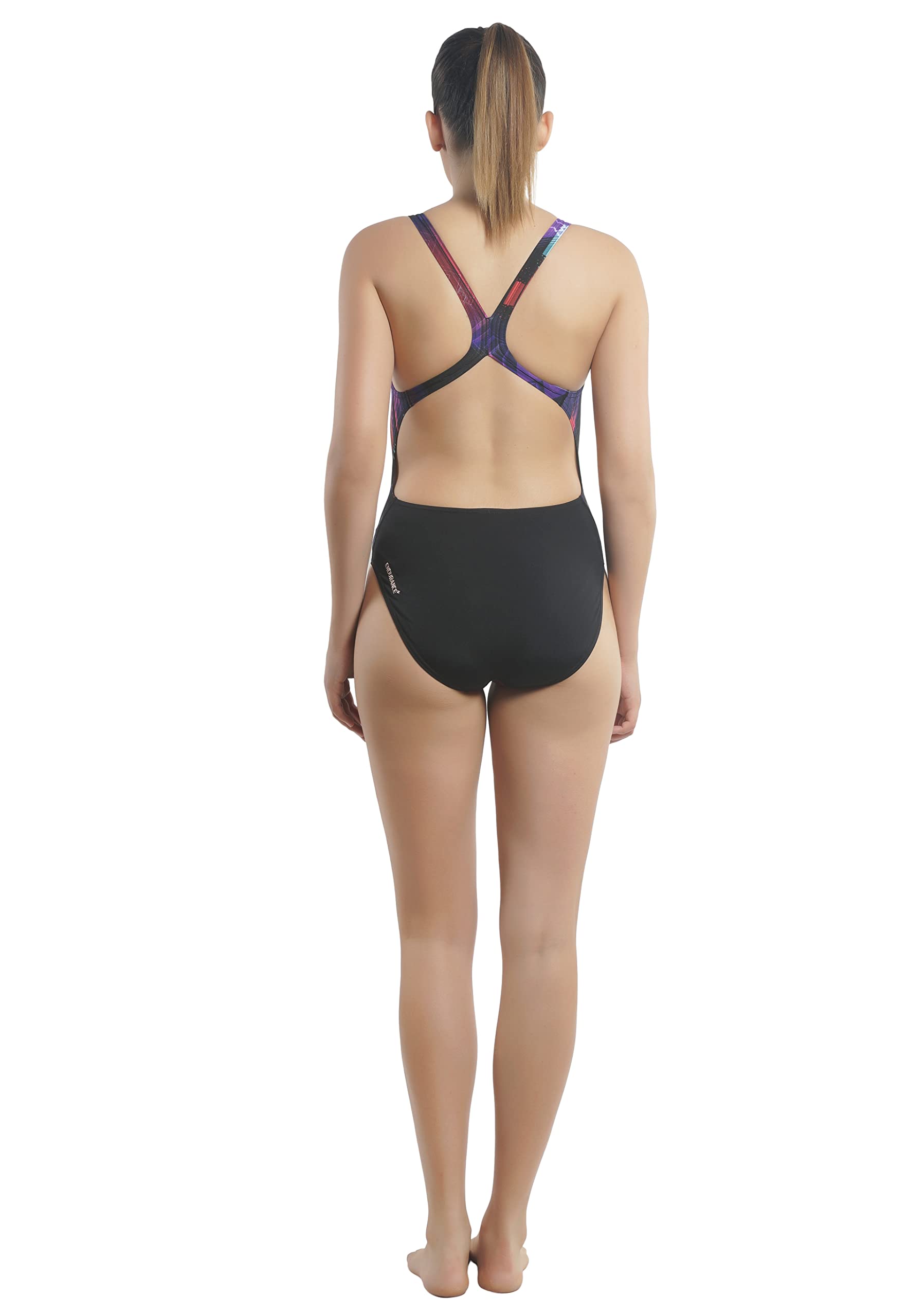 Speedo Allover Digital Powerback Swimwear, Black, 36 2