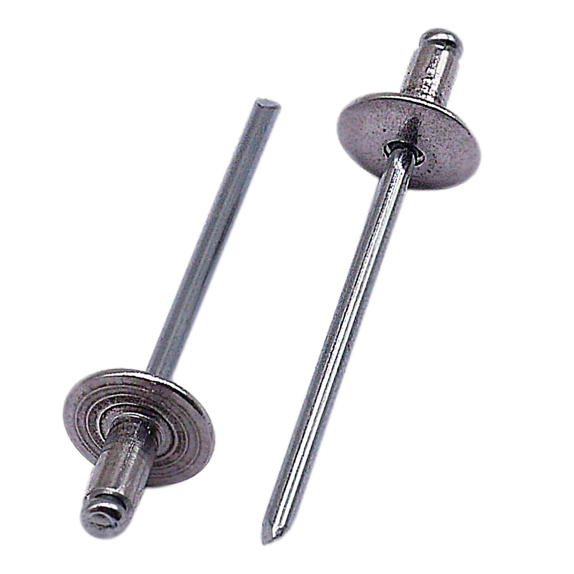 SKIR'CO (500 szt.) Duże aluminiowe nity zrywalne 3,2 x 8 mm, trzpień stalowy, aluminiowe nity zrywalne