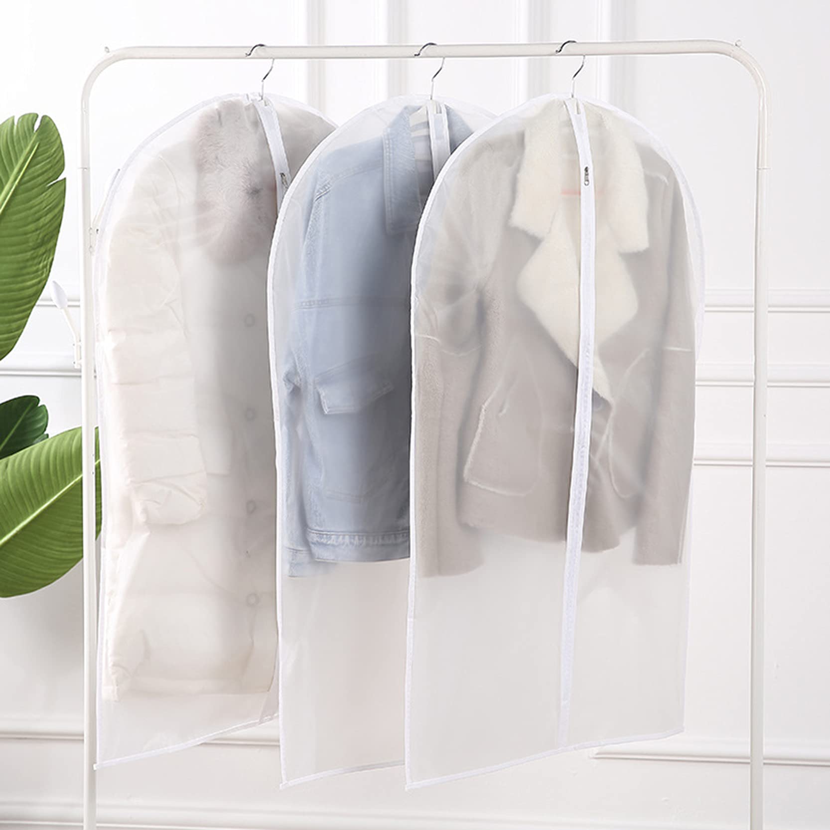 Fundas para Ropa Fundas para Ropa A Prueba De Polvo 10 Piezas, Bolsas para Ropa lúcidas Colgantes con Cremallera, Protector De Bolsas para Ropa Antiácaros De Fácil Cuidado,One Color-60x100cm
