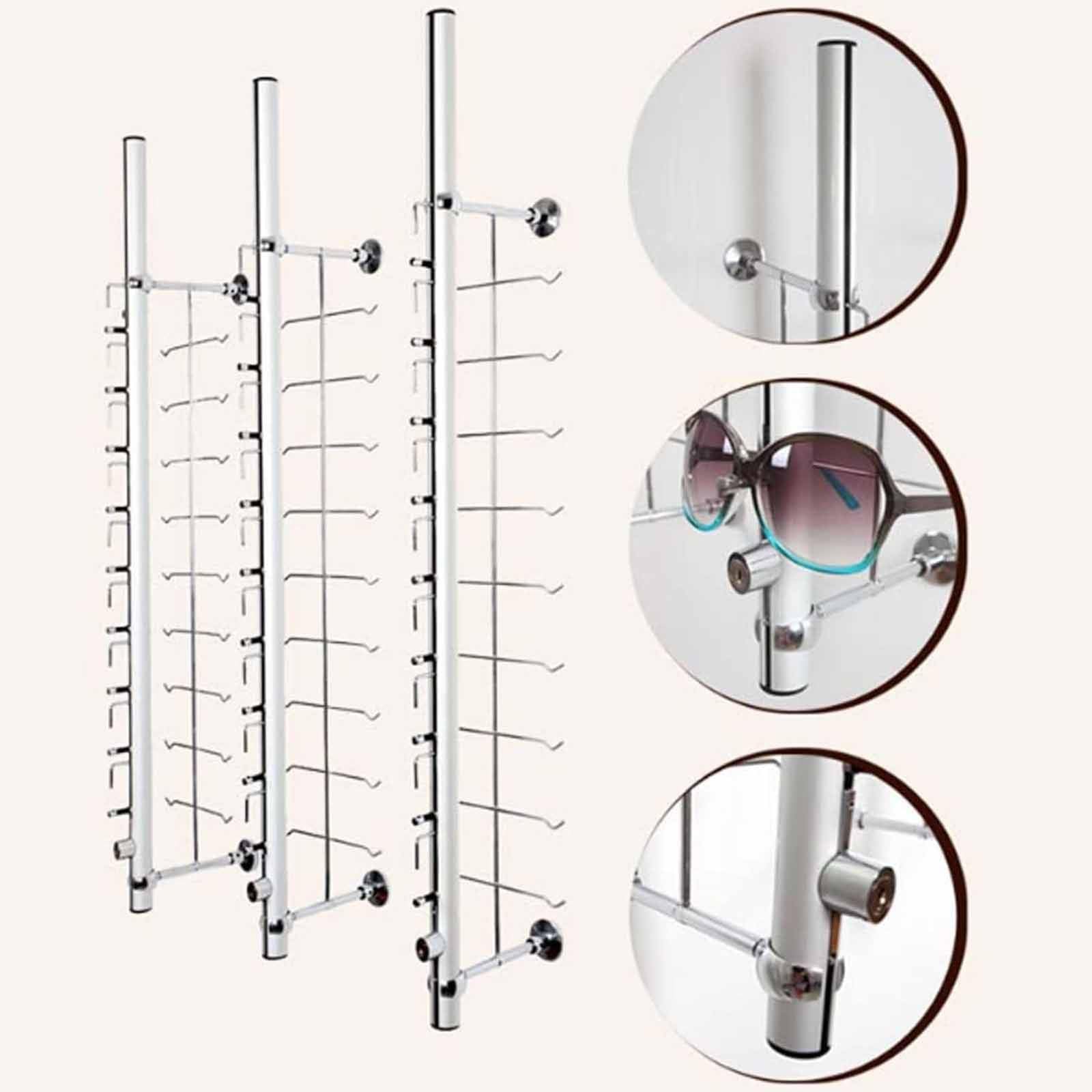 Soporte de exhibición de gafas, estante de aluminio para múltiples gafas de sol, uso en tiendas ópticas y centros comerciales, soporte seguro con cerradura