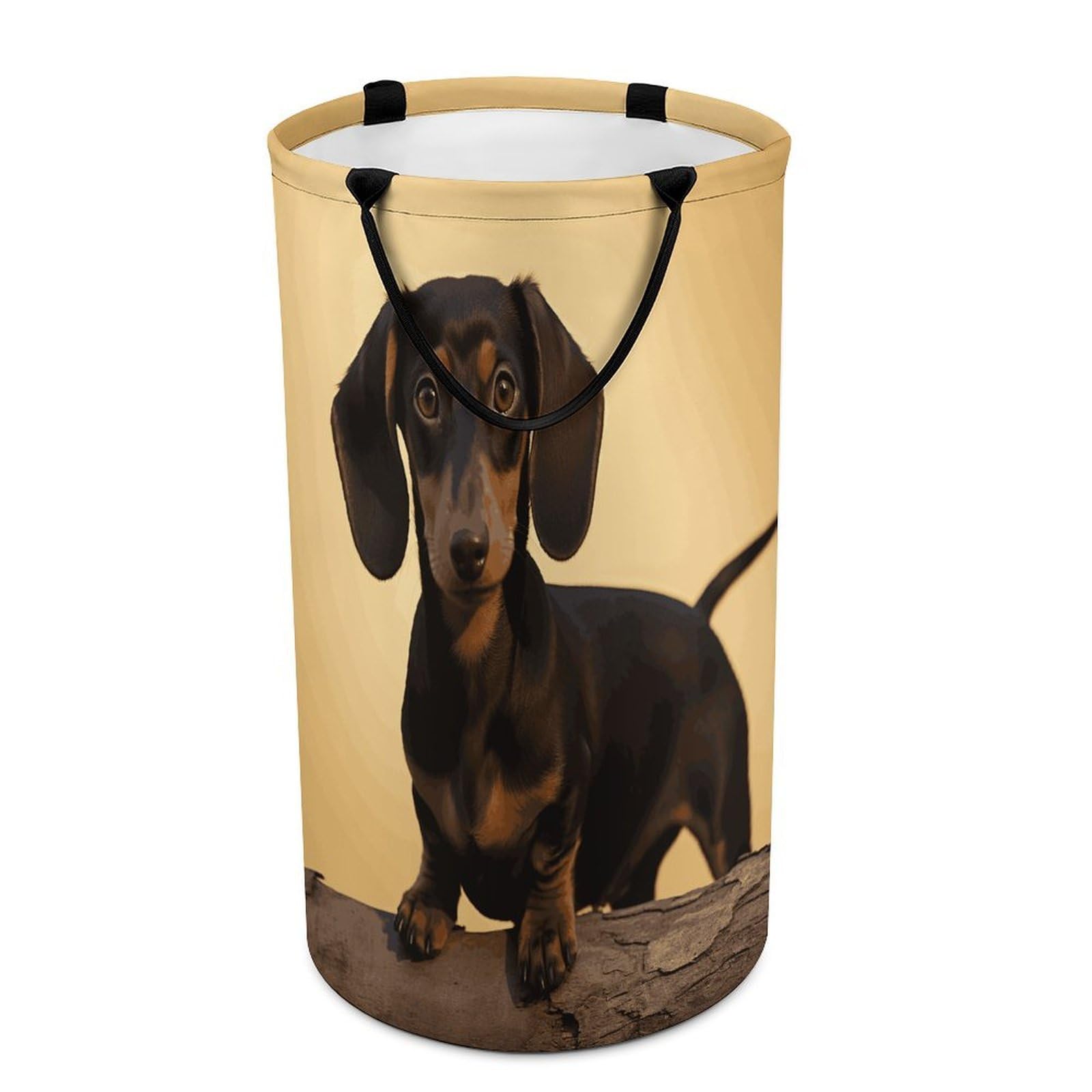 A Cute Dachshund Laundry Hamper Waterproof Polyester Laundry Baskets Collapsible Dirty Clothes Storage Basket Clothes Hampers with Sturdy Handles for Travel Bedroom