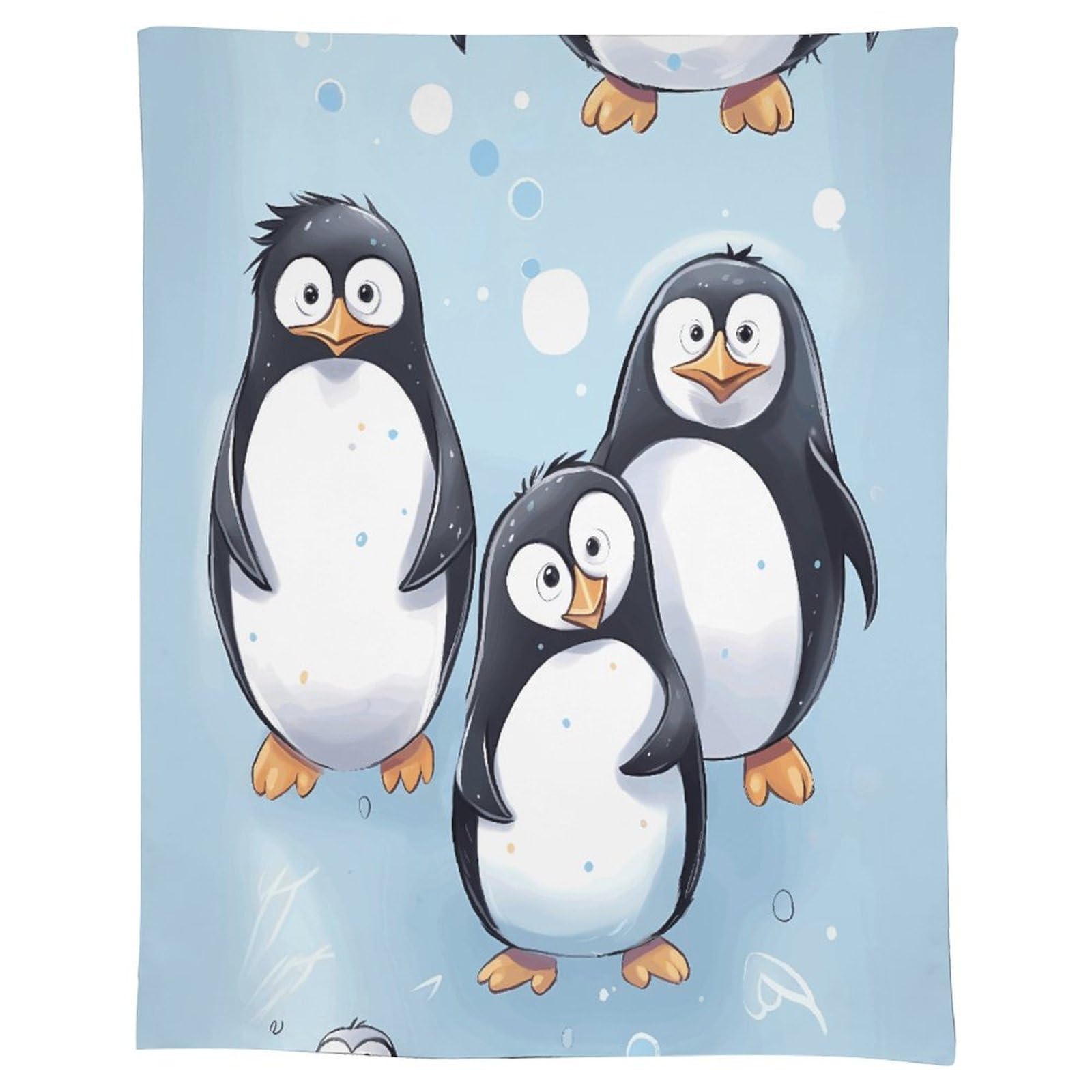 Nappe décorative pingouins mignons lavable en tissu imprimé pour table de cuisine