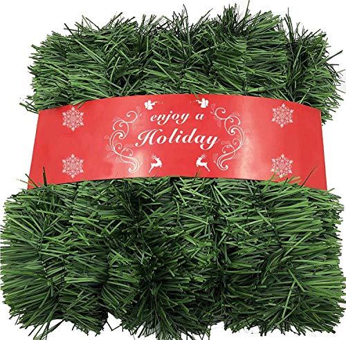 ATNKE 52Feet/16M Christmas Garland Decorations,Non-Lit Soft Green Holiday Decor for Outdoor or Indoor Use Home Garden Artificial Greenery or Wedding Party,Stairs,fireplaces Decoration/Dark Green#1