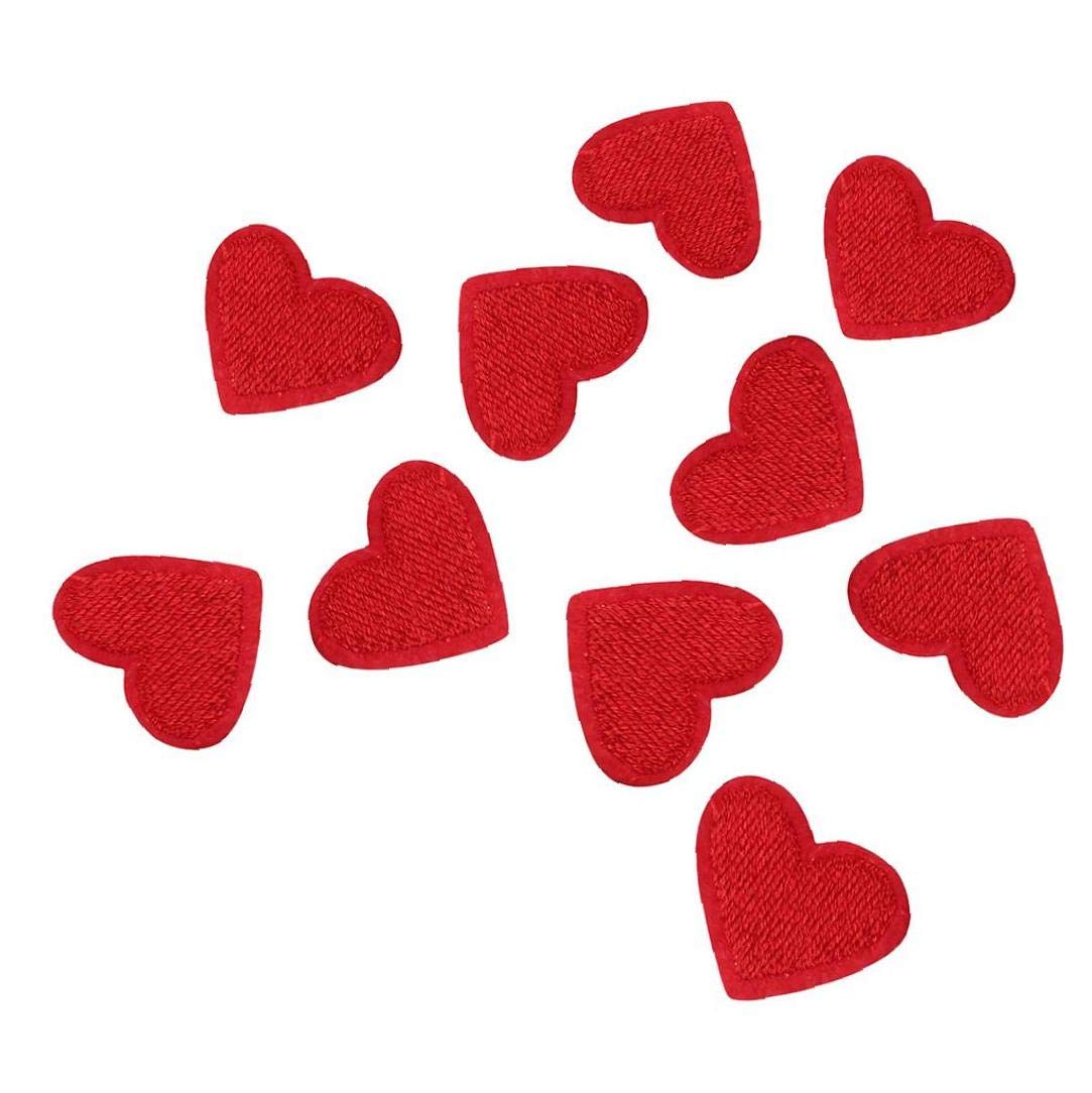 Angoter Red 20Pcs Heart Shape Iron On Patches Embroide Motif Applique Decoration Sew On Patches Custom Patches