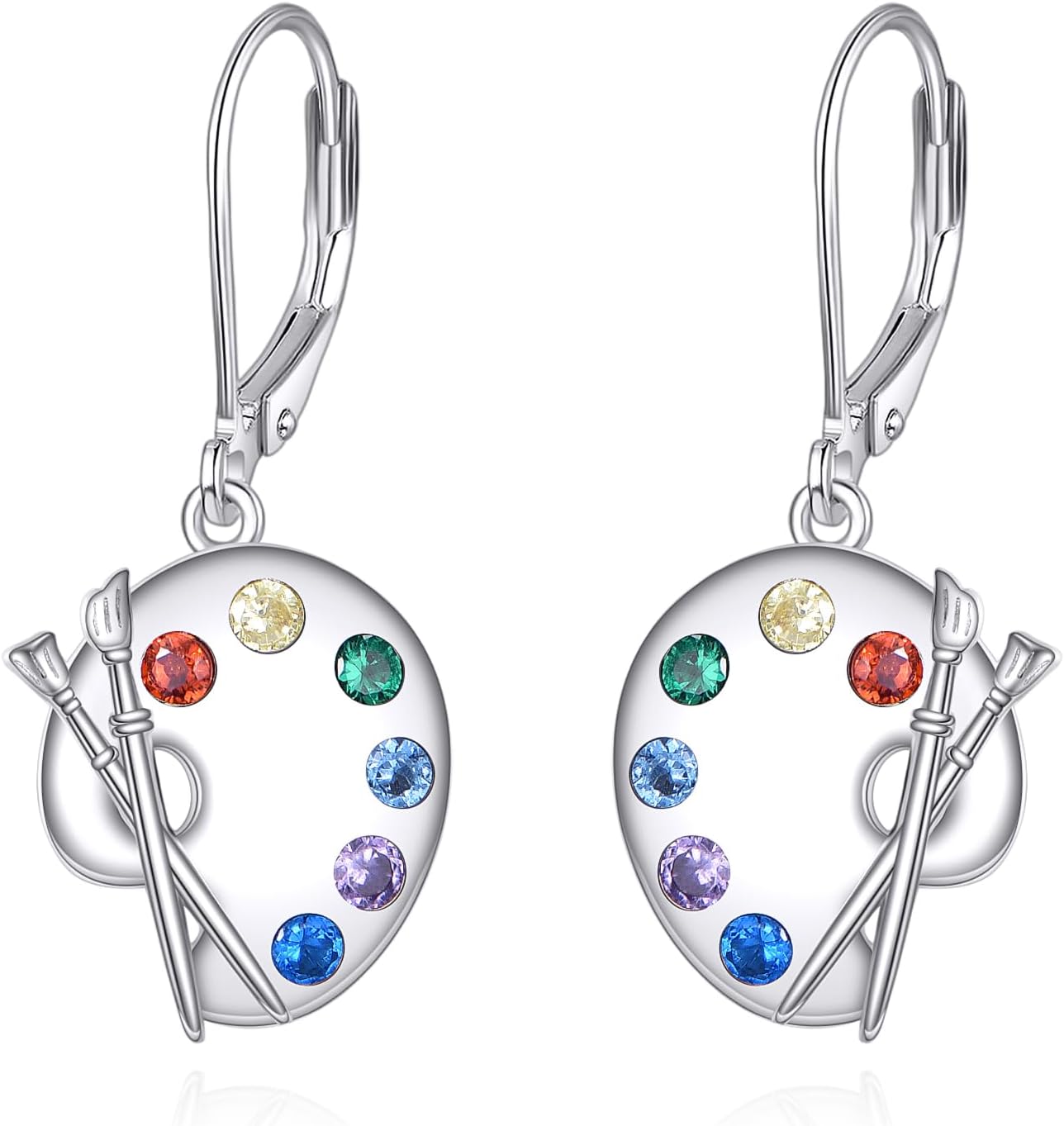 URONE Paint Palette Earrings 925 Sterling Silver Artist Paint Brush Earrings Artist Jewelry for Women