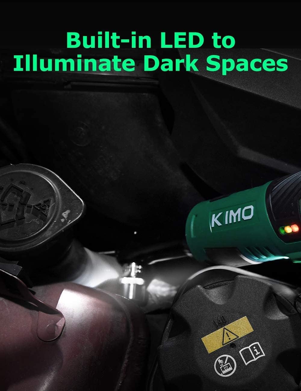 K I M O. Cordless Extended Ratchet Wrench Baretool, 3/8" 40 Ft-lbs 400 RPM 12V Long Reach Electric Ratchet Wrench-Bare Tool Only