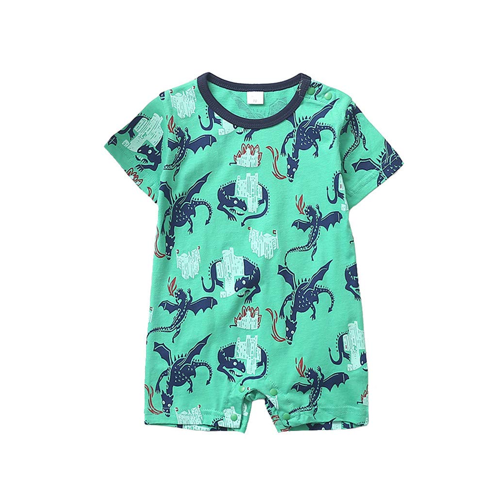 DressLksnf Newborn Infant Baby Boy Girl Romper Jumpsuit Cartoon Dinosaur Playsuit Short Sleeve Jumpsuit Outfits Clothes