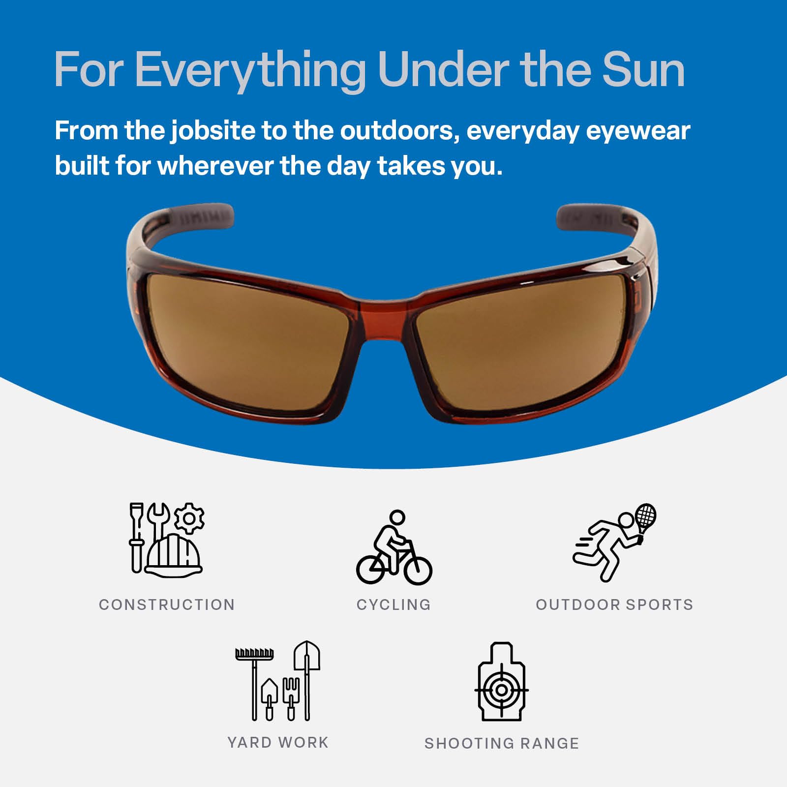 Bullhead Safety Eyewear BH1478AF Maki, kryształowo brązowa oprawka, brązowe szkła zapobiegające zaparowaniu, brązowe soczewki TPR i zauszniki (1 para) od Bullhead Safety Eyewear