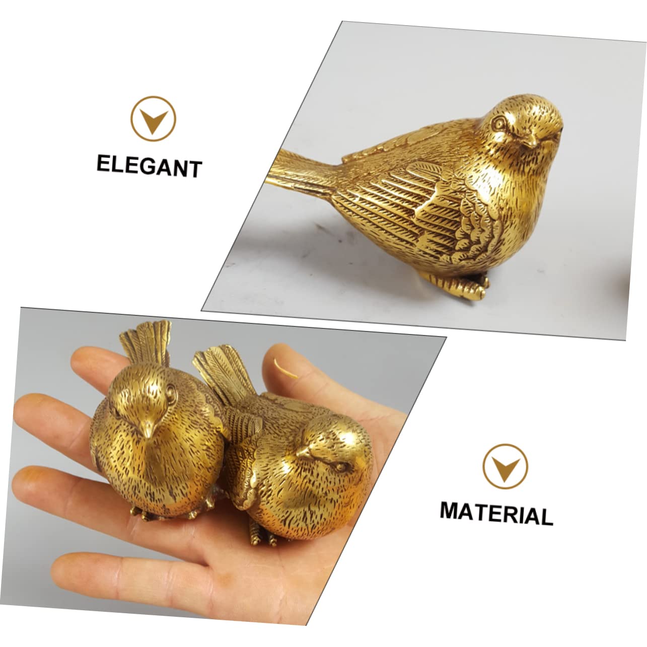 Mobestech Kupfervogel Dekofigur 1 Stück Gold für Heimdekoration | Dreidimensionale Form, Handbemalte Linien, Lebendige Ausführung, Leichtes Einzelstück Zufälliger Stil