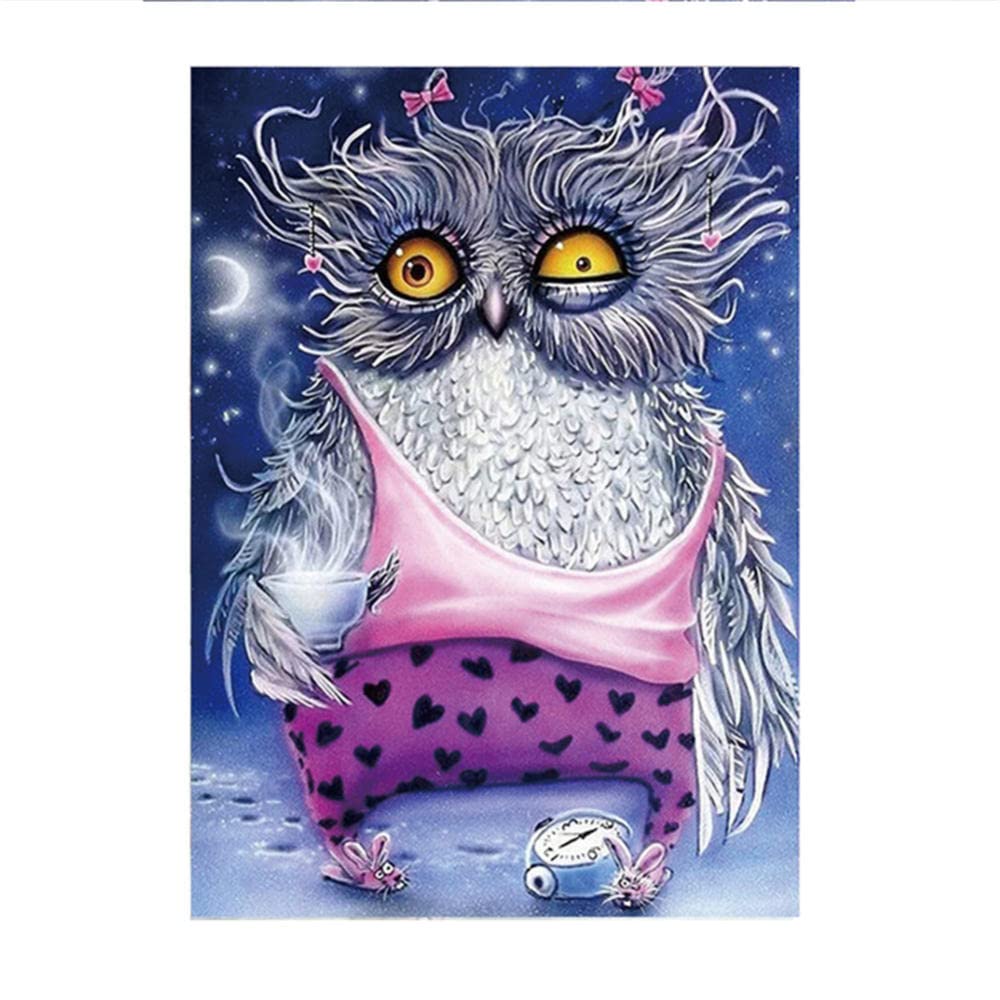 Diamond Painting 5D Fai Da Te 'Gufo' - Kit Completo Con Tela 30x40 Cm, Strass Rotondi E Strumenti - Attività Creativa Per Adulti E Bambini, Decorazione Da Parete