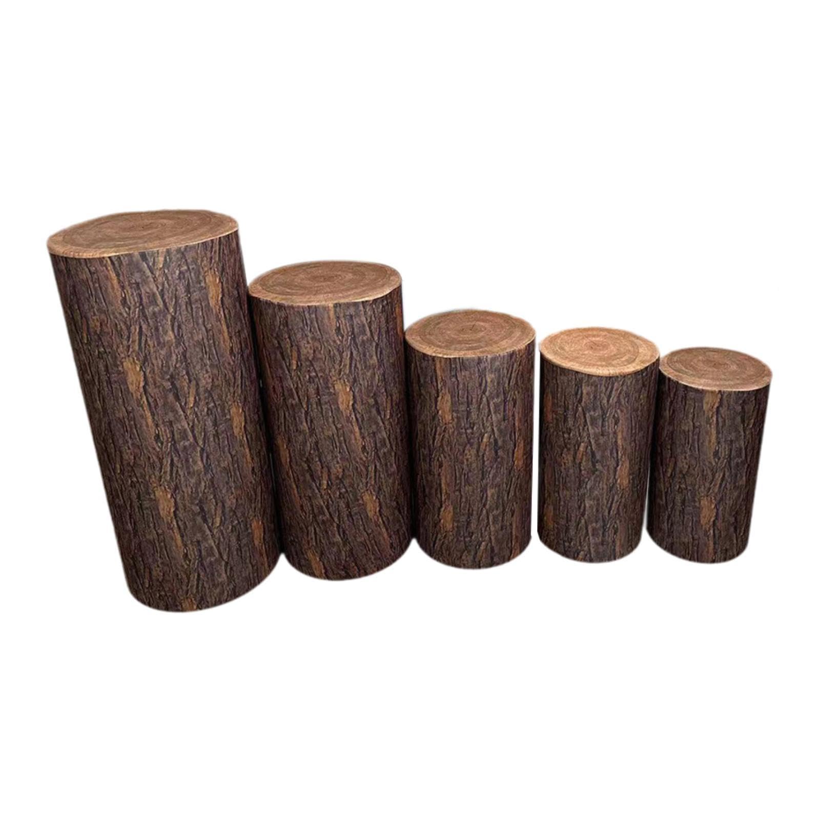 rockible 5 Fundas para Soportes Cilíndricos para Decoración de Bodas Y Fiestas, Grano de Madera