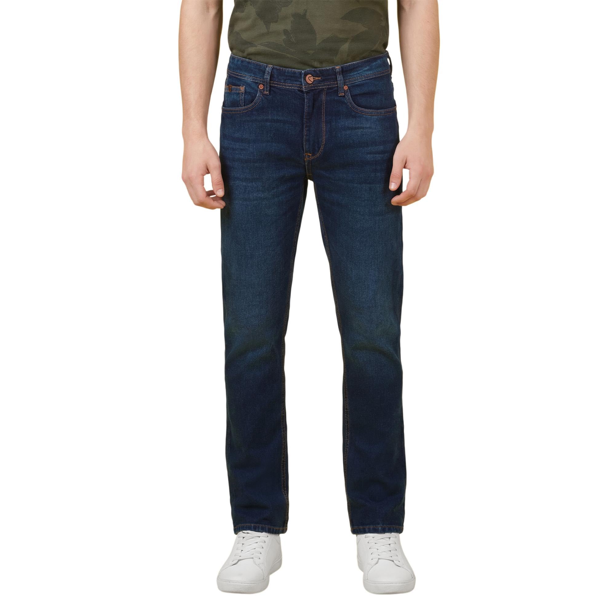 being human Navy Blue Straight Fit Men's Mid Rise Jeans Clothing-picture-12