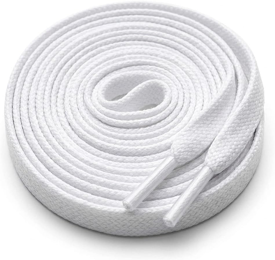 White 90cm Long Shoelaces ideal replacement laces for LV Time Out trainers, Sneaker for adults or kids Shoelaces, White, 100