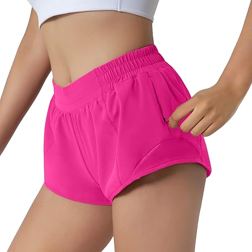 Miniatura 2 de Aurefin - Pantalones cortos para correr para mujer, de secado rápido, deportivos, ligeros, pantalones cortos de gimnasio activos para entrenamiento