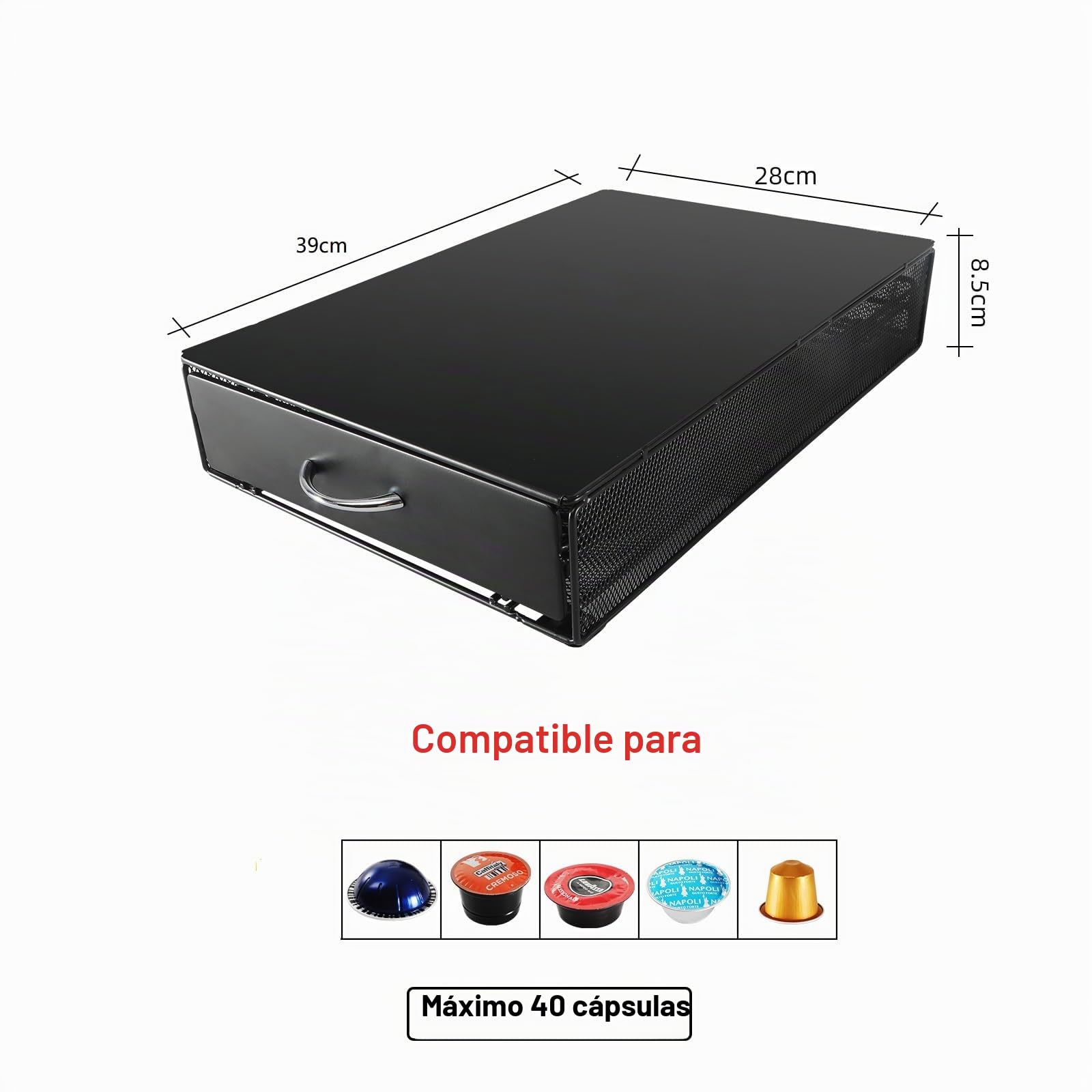 Soportes para Cápsulas de Café,Dispensador de Cápsulas Compatible con Vertuoline, Lavazza,Tchibo Cafissimo, Caffitaly,Cajones para cápsulas de café. | Dispensador de cápsulas de metal,Caja de almacenamiento de cápsulas,Cajón de cápsulas para guardar 40 cá