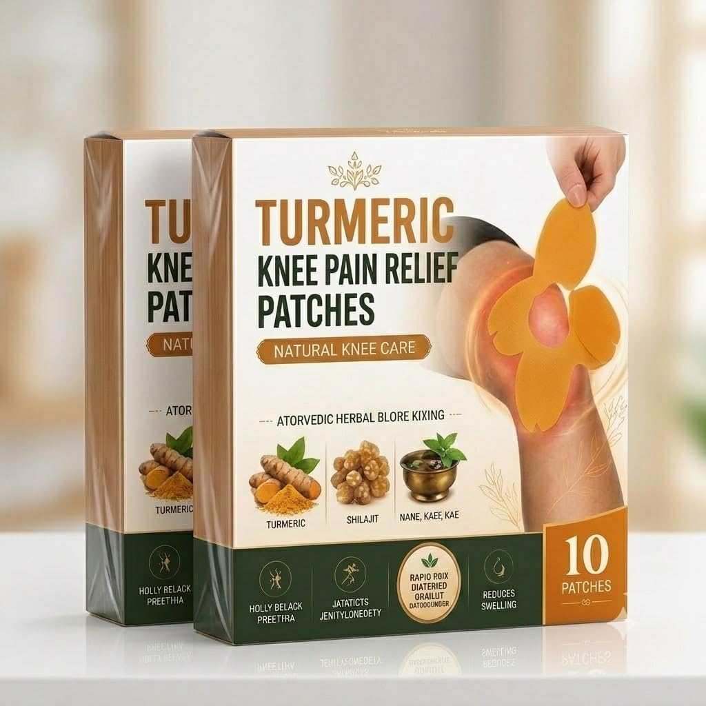 Herbal Turmeric Knee Patches for Adults Adhesive Wellness Pads with Botanical Blend featuring Shilajit Plant Oils Natural Ingredients Daily Joint Care Comfort Support Active Living Routine